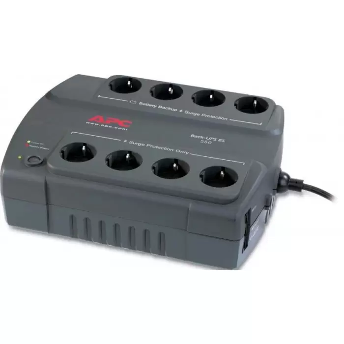 UPS APC, 550VA, Back-UPS BE550G-GR, Acumulator Nou, 8 x Prize Schuko, 2 Ani Garantie, Refurbished