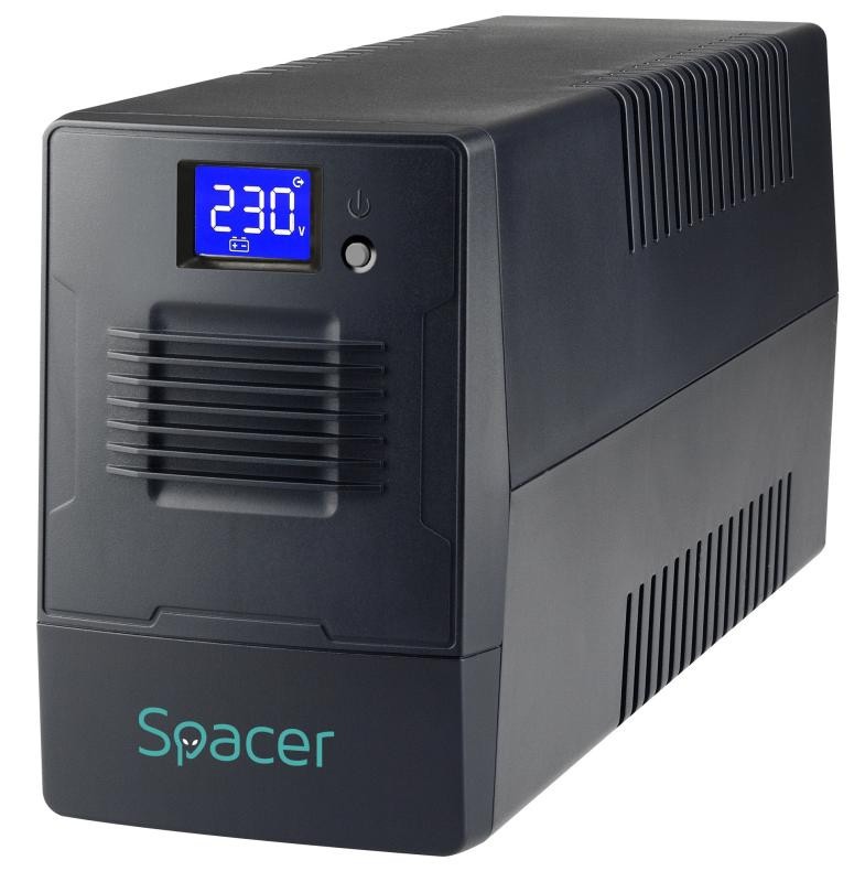 UPS Spacer Line Int. cu management, LCD, 1500VA 900W, AVR, 4 x socket Schuko, display LCD, 2 x baterie 12V9Ah, conector USB, combo RJ11RJ45