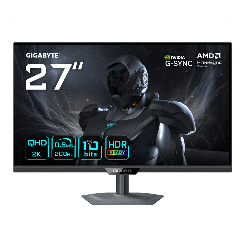Monitor Gaming Gigabyte G27Q20 EK, Panel Size 27" SS IPS, Panel BacklightType EDGE, Display Surface Non-glare type, Color Saturation 94 DCI-P3  123 sRGB, True Resolution 2560 x 1440 QHD, Brightness 350 cdm2 TYP, Contrast RatioMax 1000.1 