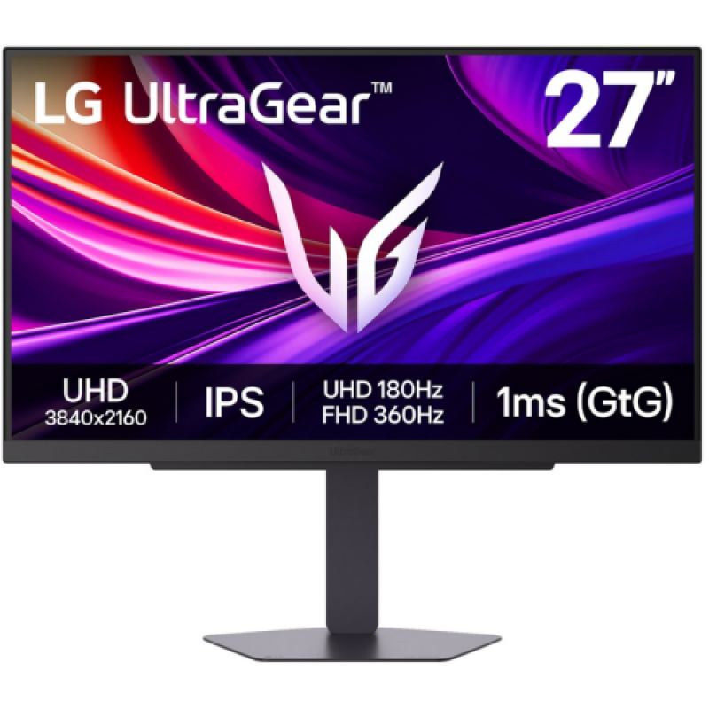 Monitor LG 27" 27G810A-B.AEU, Diagonal inch 27, Diagonal cm 68, Aspect ratio 169, Panel IPS, Resolution 3840x2160, Refresh Rate 180Hz, Response time GtG 1ms, Brightness max 400 cdm², Contrast static  10001, Viewing angle 178178, Colo