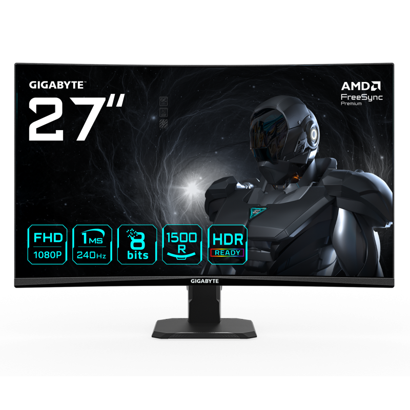 GIGABYTE GS27FC2. Display diagonal 68.6 cm 27", Display resolution 1920 x 1080 pixels, HD type Full HD, Display technology LED, Response time 1 ms, Native aspect ratio 1610, Viewing angle, horizontal 178°, Viewing angle, vertical 178°. VESA mou