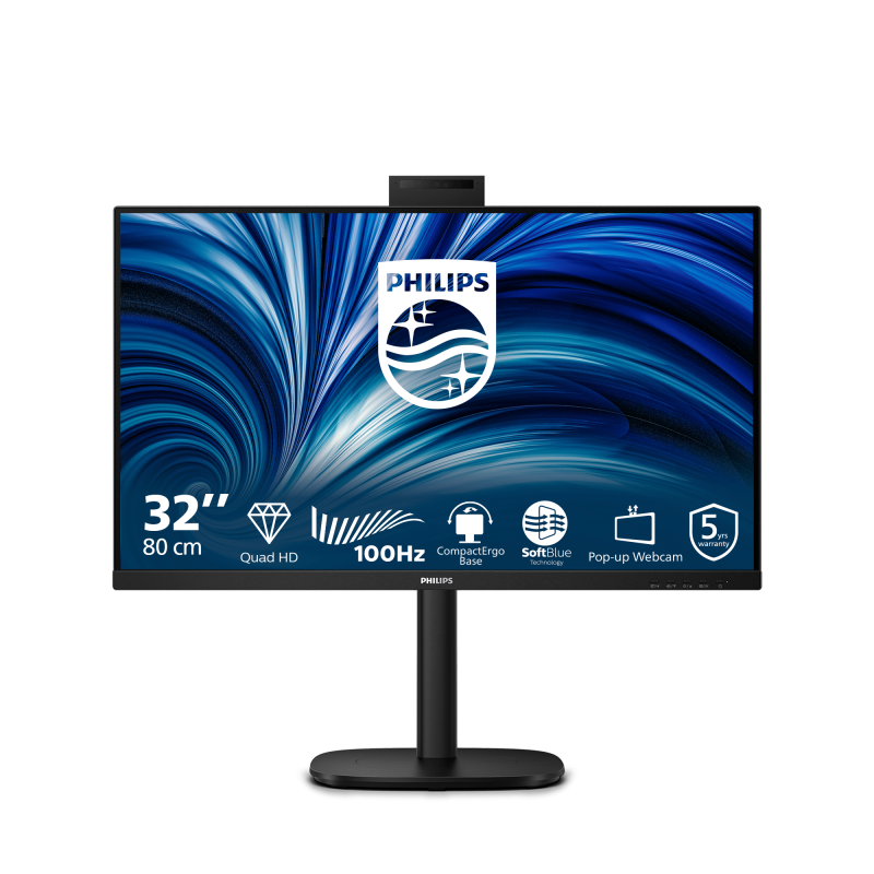 Monitor Philips 31.5" 32B2U3601H00, Diagonal inch 31.5, Diagonal cm 80, Aspect ratio 169, Panel IPS, Resolution 2560x1440, Refresh Rate 100Hz, Response time GtG 4ms, Brightness max 350 cdm², Contrast static  10001, Contrast dynamic