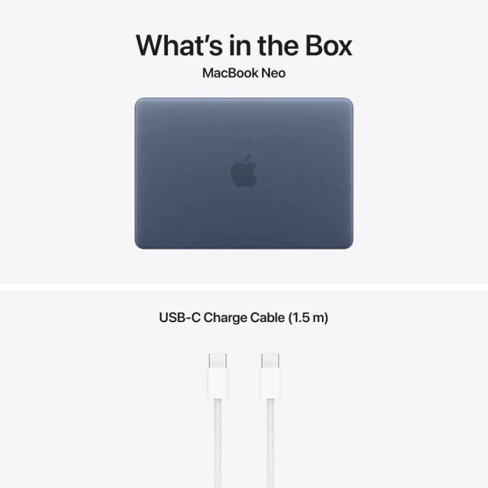 MacBook Neo 13" RetinaApple A18 Pro CPU 6-core,  GPU 5-core,  NeuralEngine16-core8GB512GB - Touch ID - Indigo - INT KB No Adapter - 2026, , , 