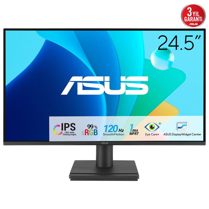 Monitor Asus 24.5" VA259HGA, Diagonal inch 24.5, Diagonal cm 62, Aspect ratio 169, Panel IPS, Resolution 1920x1080, Refresh Rate 120Hz, Response time MPRT 1ms, Brightness max 300 cdm², Contrast static  15001, Contrast dynamic 30001