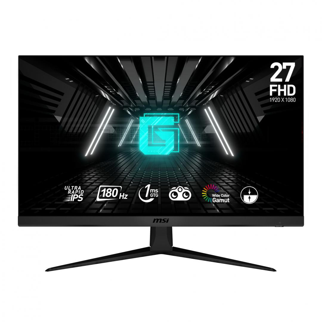 Monitor MSI 27" G2712F, Diagonal inch 27, Diagonal cm 69, Aspect ratio 169, Panel IPS, Resolution 1920x1080, Refresh Rate 180Hz, Response time GtG 1ms, Brightness max 300 cdm², Contrast static  10001, Contrast dynamic 100M1, Viewin