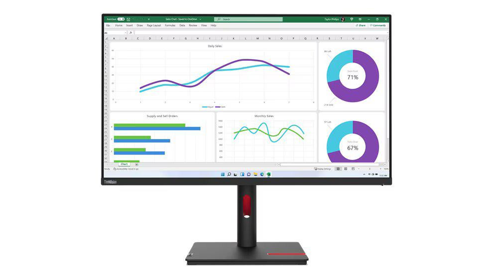 Monitor Lenovo ThinkVision T32h-30 31.5" IPS, QHD 2560x1440, 169, Brightness 350 cdm², Contrast ratio 10001, Response time 4ms Extreme mode  6ms Typical mode, Dot  Pixel Per Inch 93 dpi, Color Gamut 99 sRGB, View angle 178°  178°, Stand